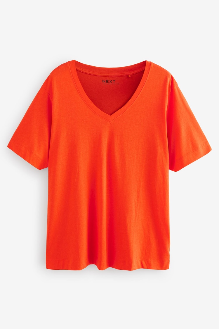 Bright Red Cotton Modal Slouch V-Neck T-Shirt - Image 1 of 1