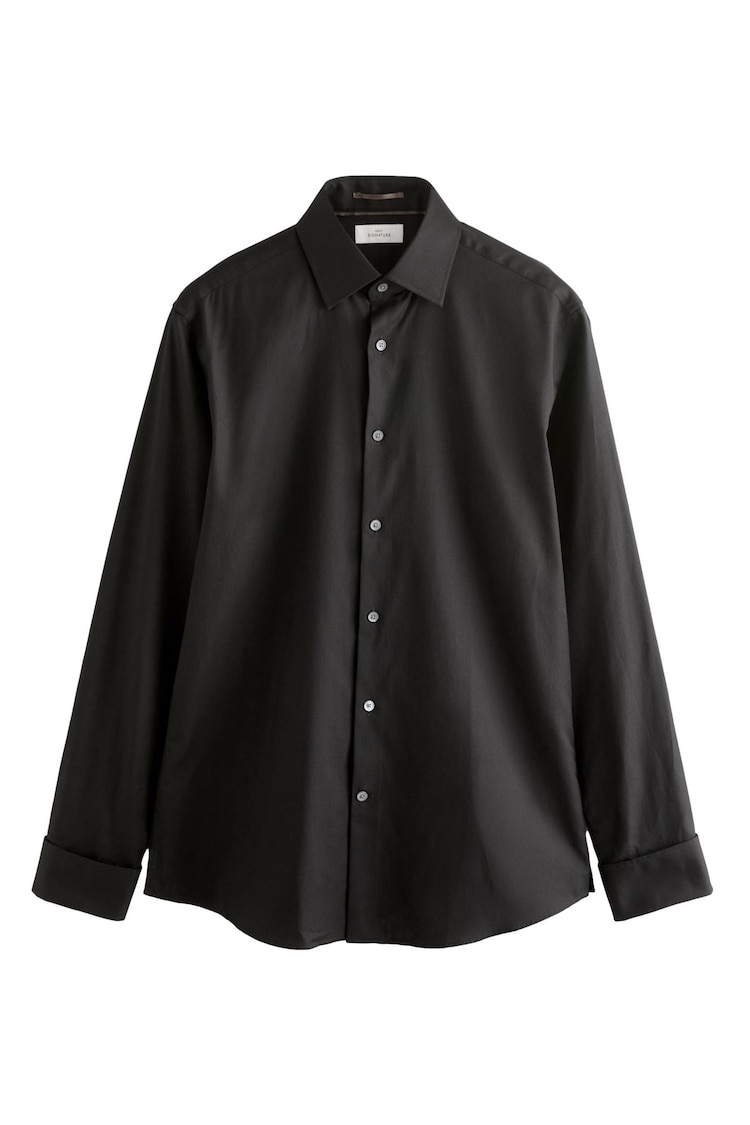 Noir - Slim Fit (Slim Fit) - Chemise élégante Signature 100% coton texturée - Image 1 of 1