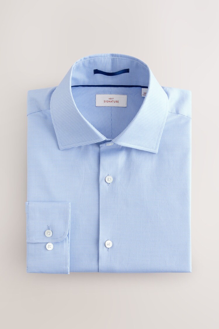 Blue Regular Fit Signature 100% Cotton with Textured Smart Shirt - Image 1 of 1
