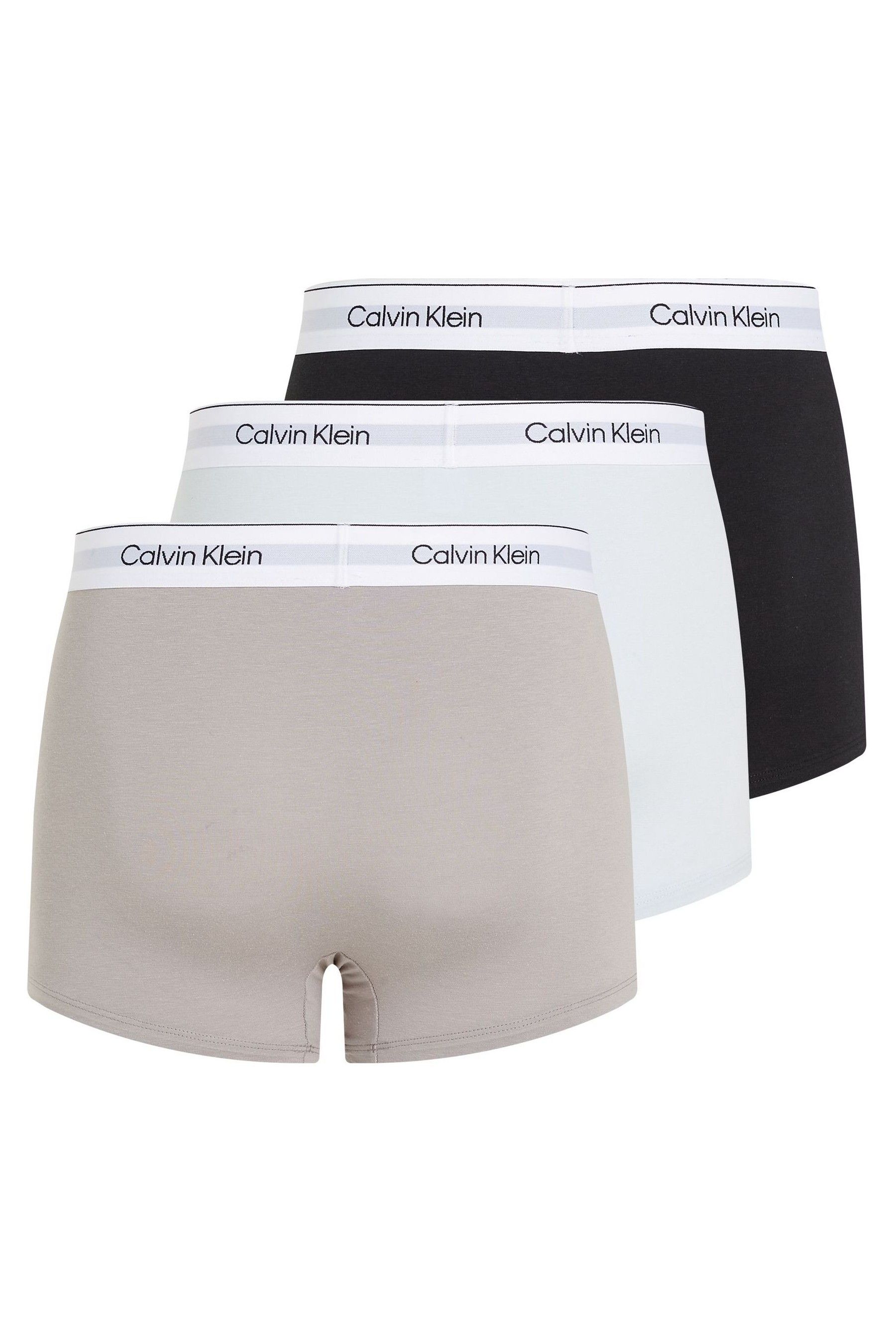 Buy Calvin Klein Black Light Blue Grey Classic Stretch Trunks 3 Pack Boxers from Next Luxembourg