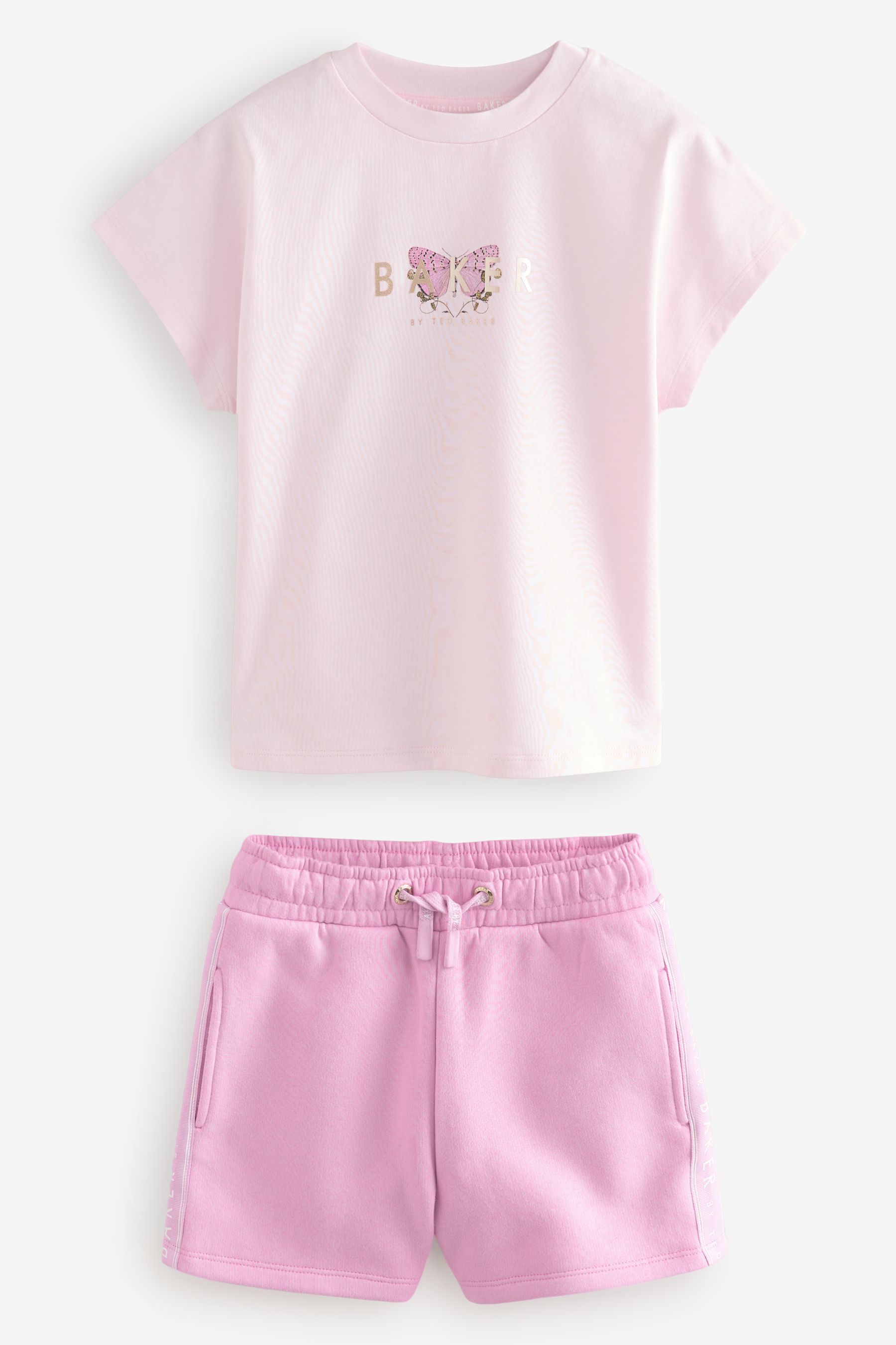 Розовый - Baker by Ted Baker 2 Piece Printed T-Shirt and Short Set - Изображение 1 из 1