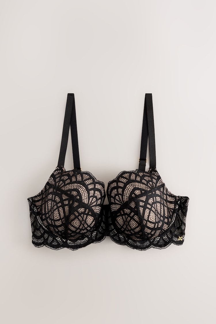 Black DD+ Pad Balcony DD+ Padded Balcony Chloe Lace Bra - Image 1 of 1