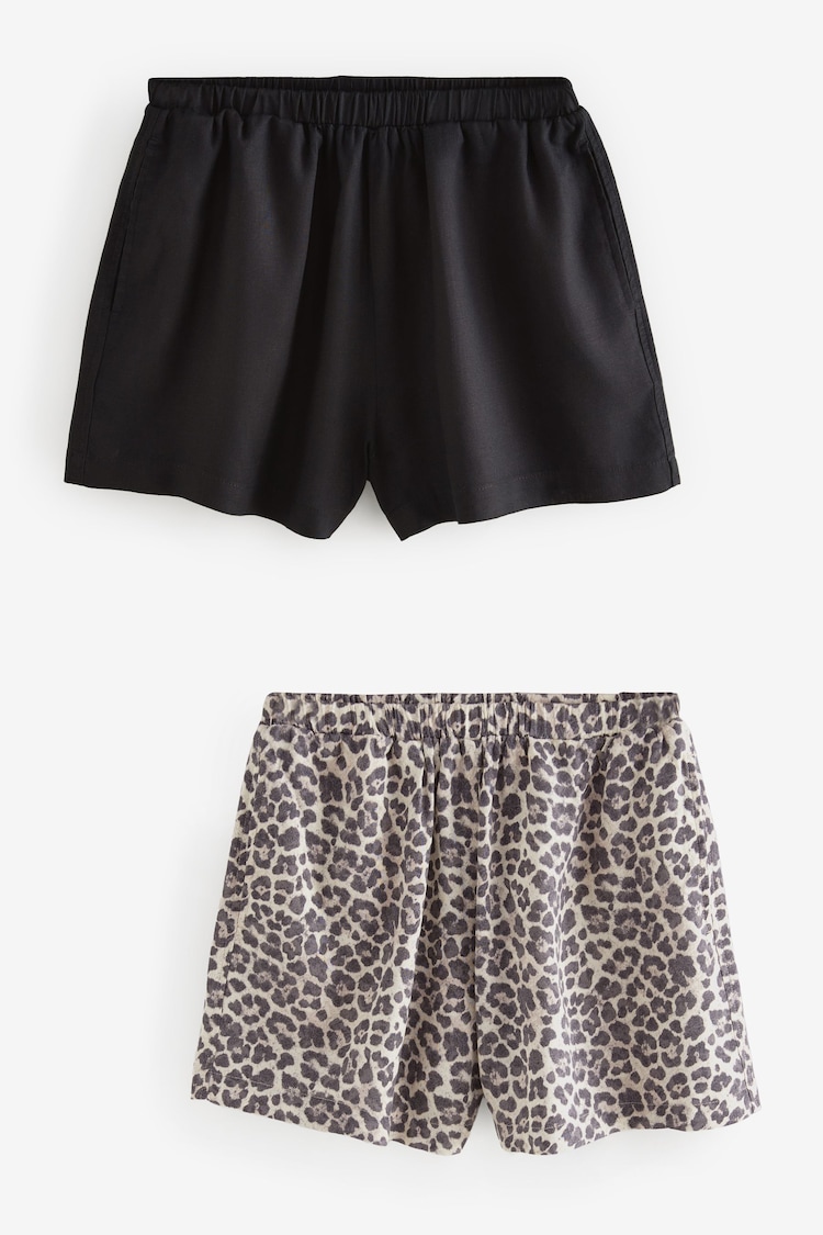 Black/Animal Boy Shorts 2 Pack With Linen - Image 1 of 1