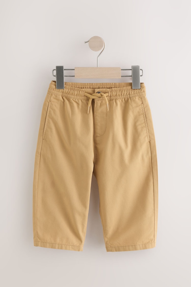 Ochre Yellow Wide Leg 100% Cotton Chino Trousers with Elasticated Waist (3mths-7yrs) - Image 1 of 1