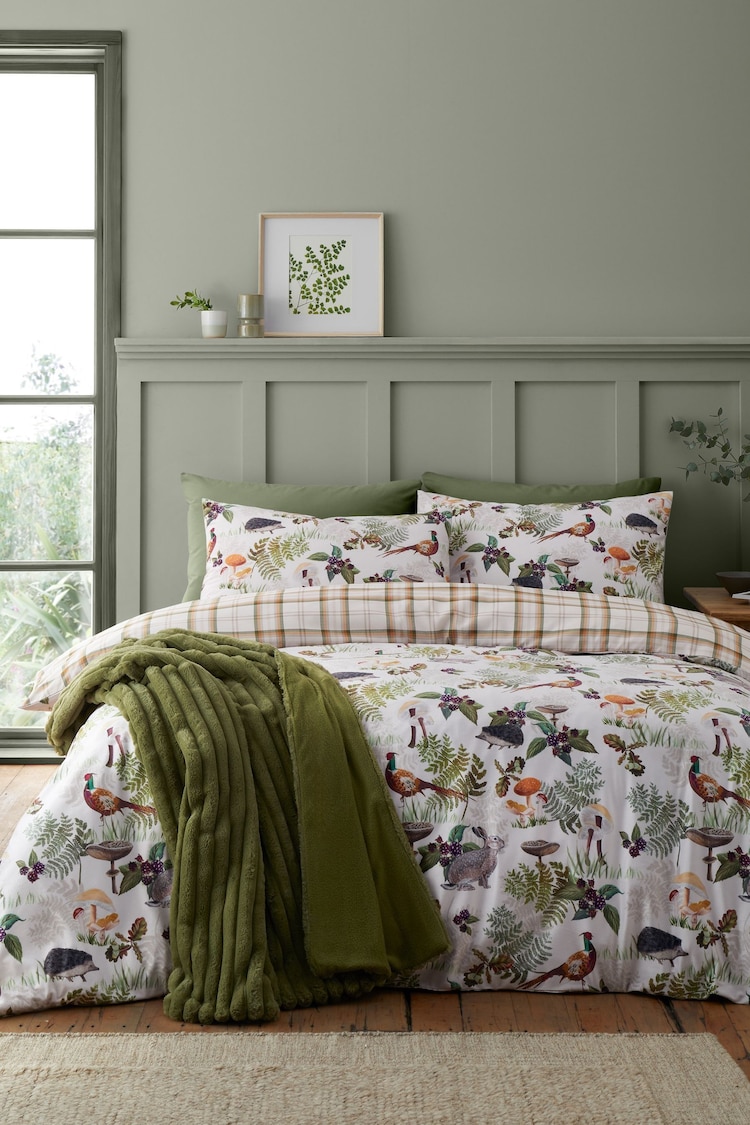 Catherine Lansfield Natural Soft Velvet Woodland Walk Duvet Cover Set - Image 1 of 1