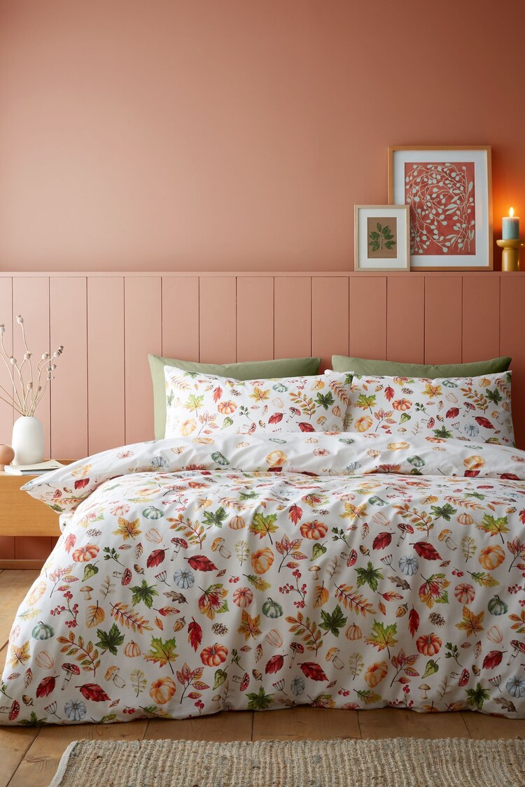 Catherine Lansfield Orange Autumn Pumpkins Reversible Duvet Cover Set - Image 1 of 1