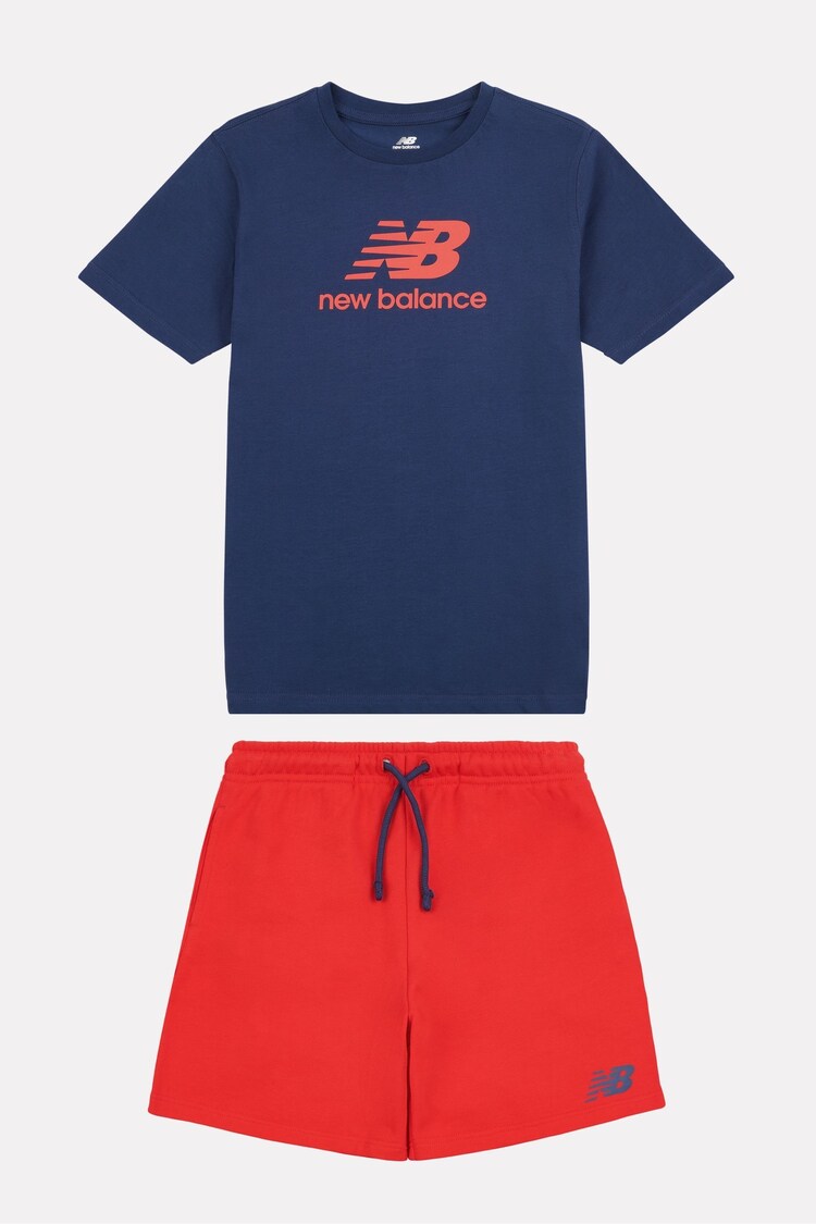 New Balance Red Kids The System Graphic 100% Cotton T-Shirt And Shorts Set - Image 1 of 1