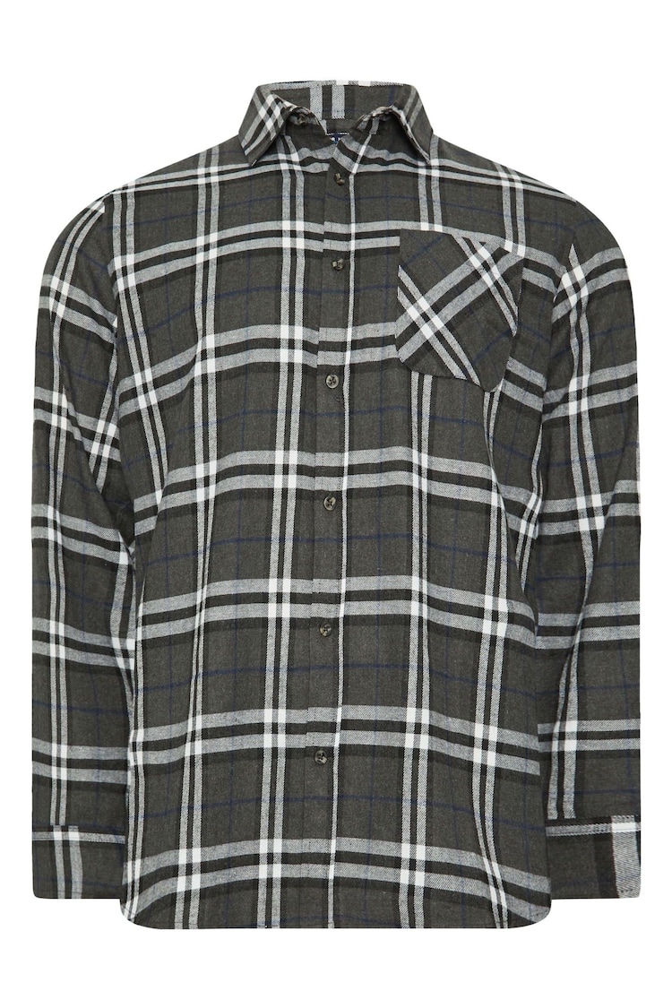 BadRhino Big & Tall Grey Longsleeve Checked Shirt - Image 1 of 1