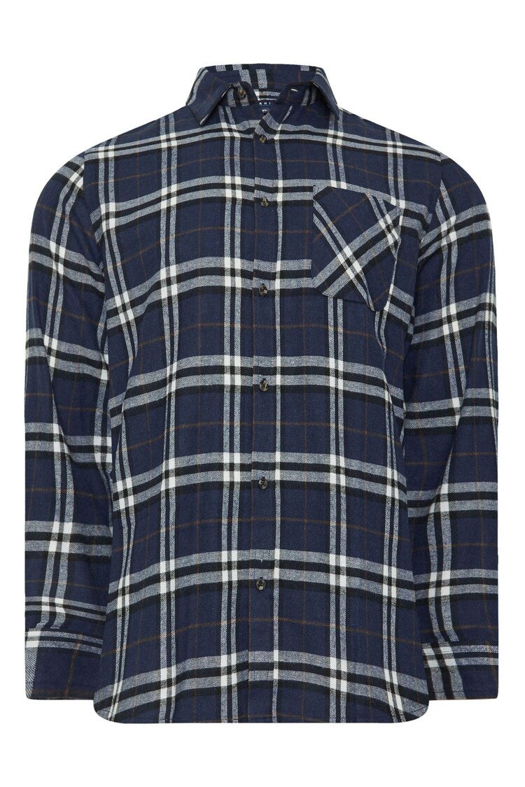 BadRhino Big & Tall Blue Longsleeve Checked Shirt - Image 1 of 1