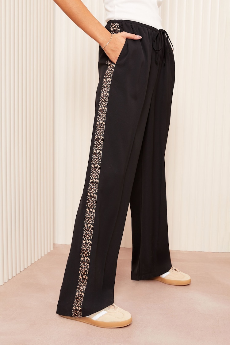 Friends Like These Black Wide Leg Tailored Side Stripe Trousers - Image 1 of 1