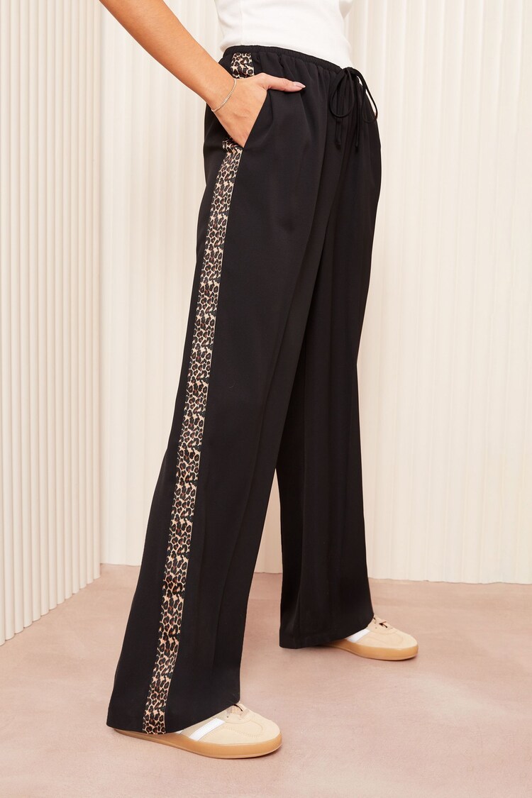 Friends Like These Black Petite Wide Leg Tailored Side Stripe Trousers - Image 1 of 1
