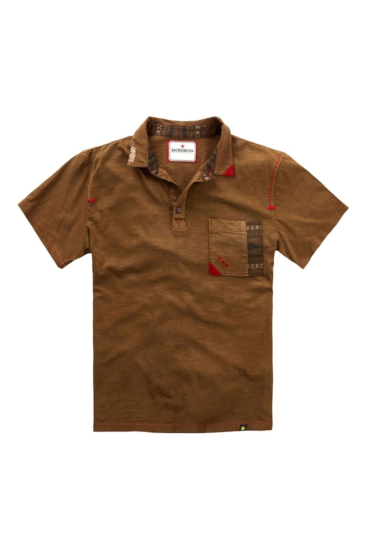 Joe Browns Brown Customised Hand-Stitched Classic Short Sleeve Polo Top - Image 1 of 1