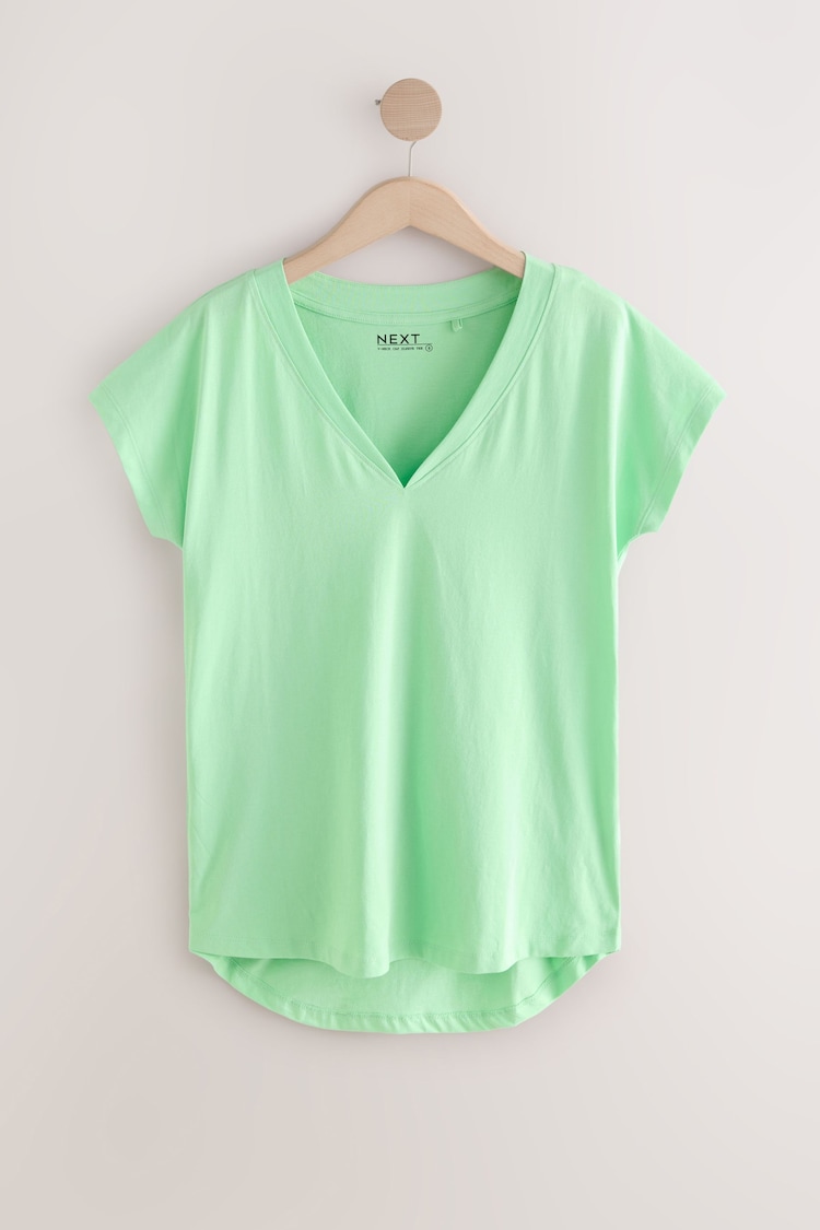 Aqua Green V-Neck Cap Sleeve T-Shirt - Image 1 of 1