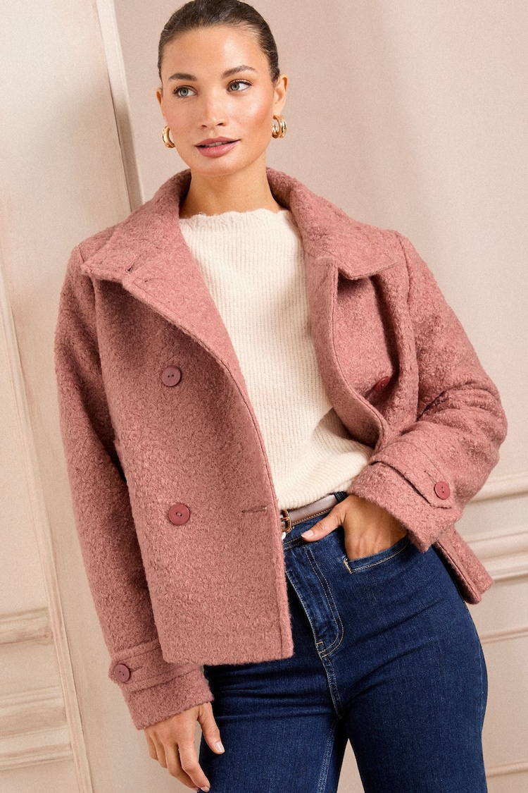 Love & Roses Pink Petite Short Funnel Neck Jacket - Image 1 of 1