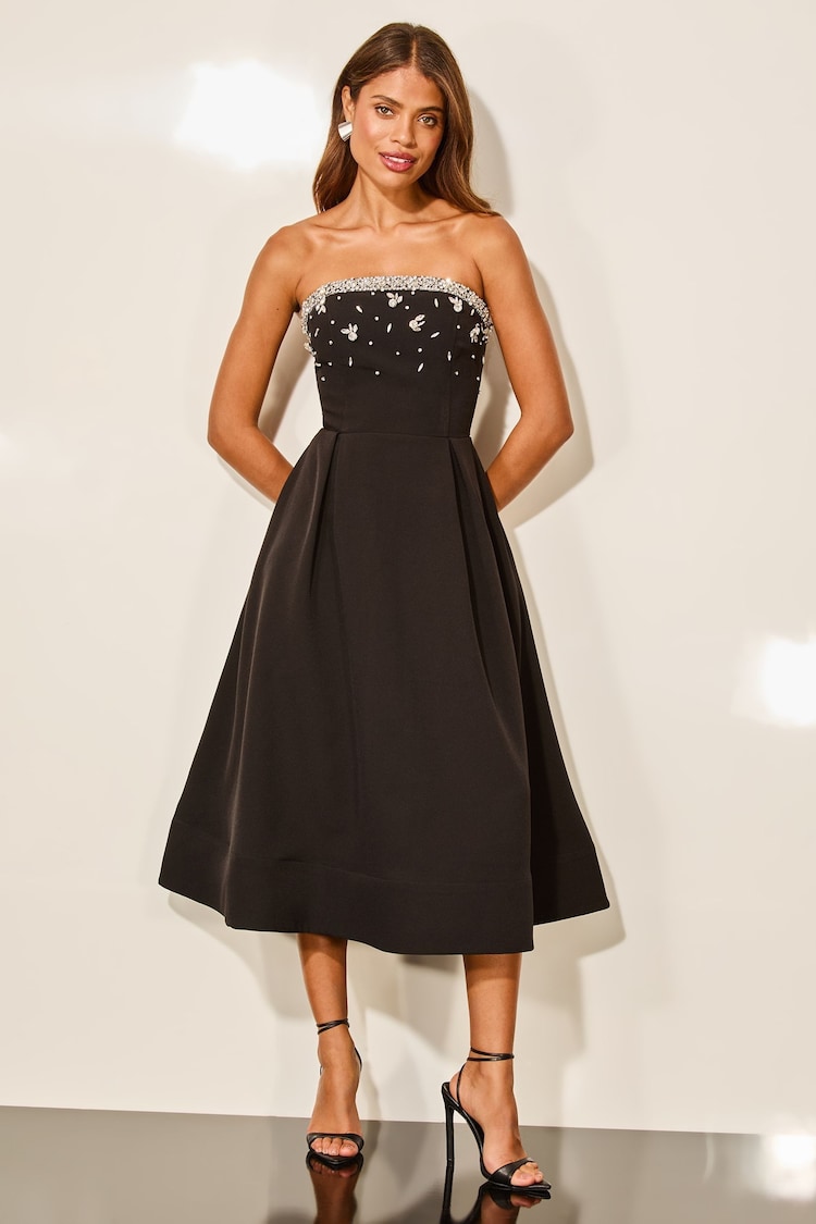 Lipsy Embelished Premium Bandeau Prom Midi Dress - Imagen 1 de 1