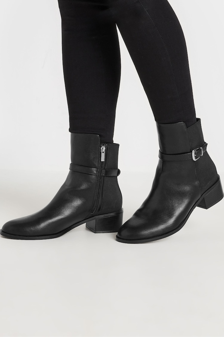 Long Tall Sally Black Block Elastic Strap Boots - Image 1 of 1