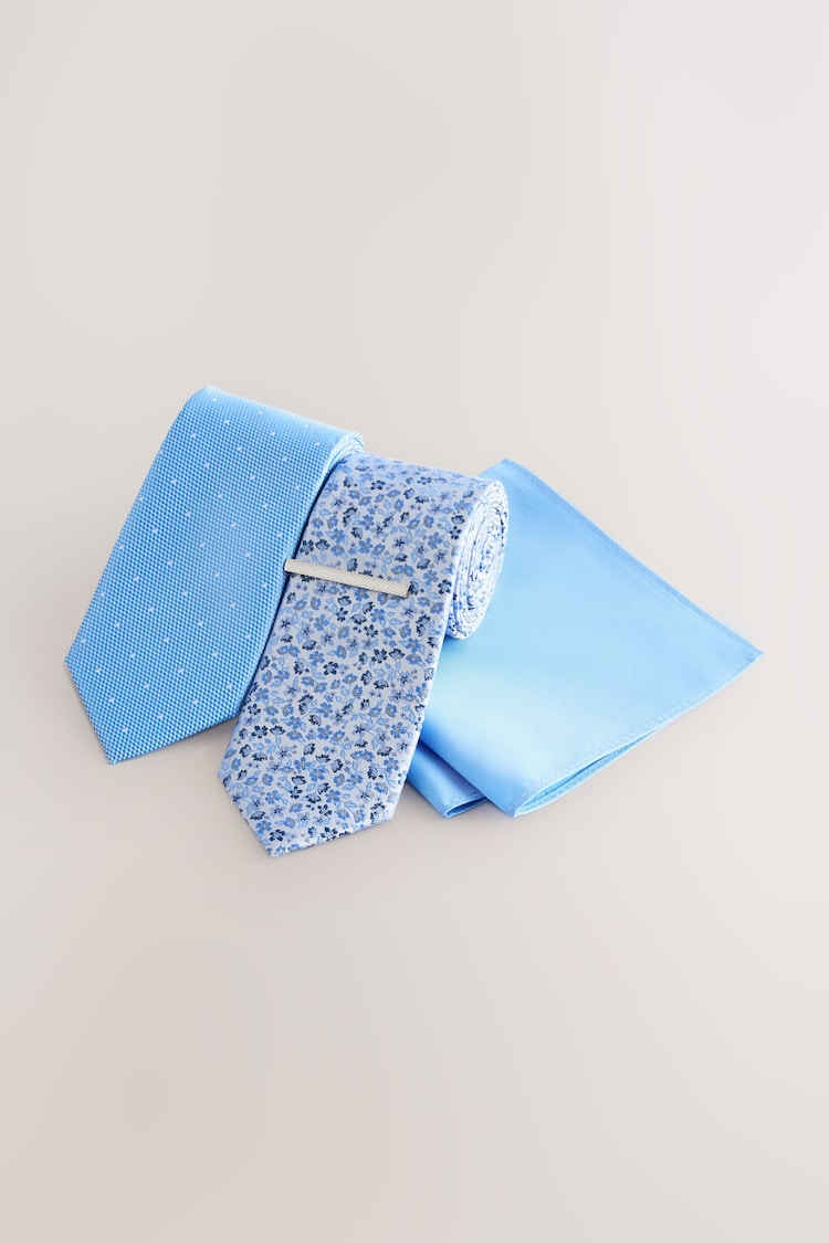 Blue Ties With Tie Clip 2 Pack - Image 1 of 1