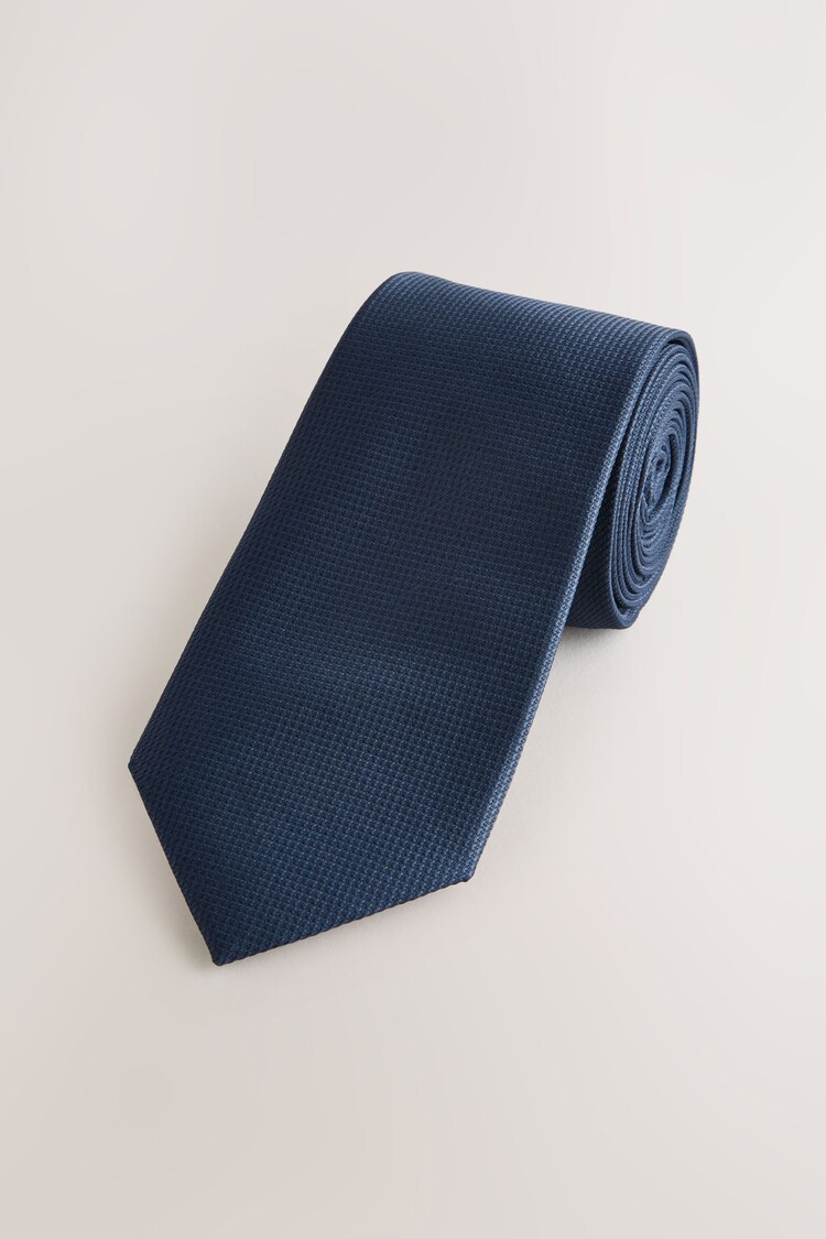 Navy Blue Slim Textured Tie - Image 1 of 1