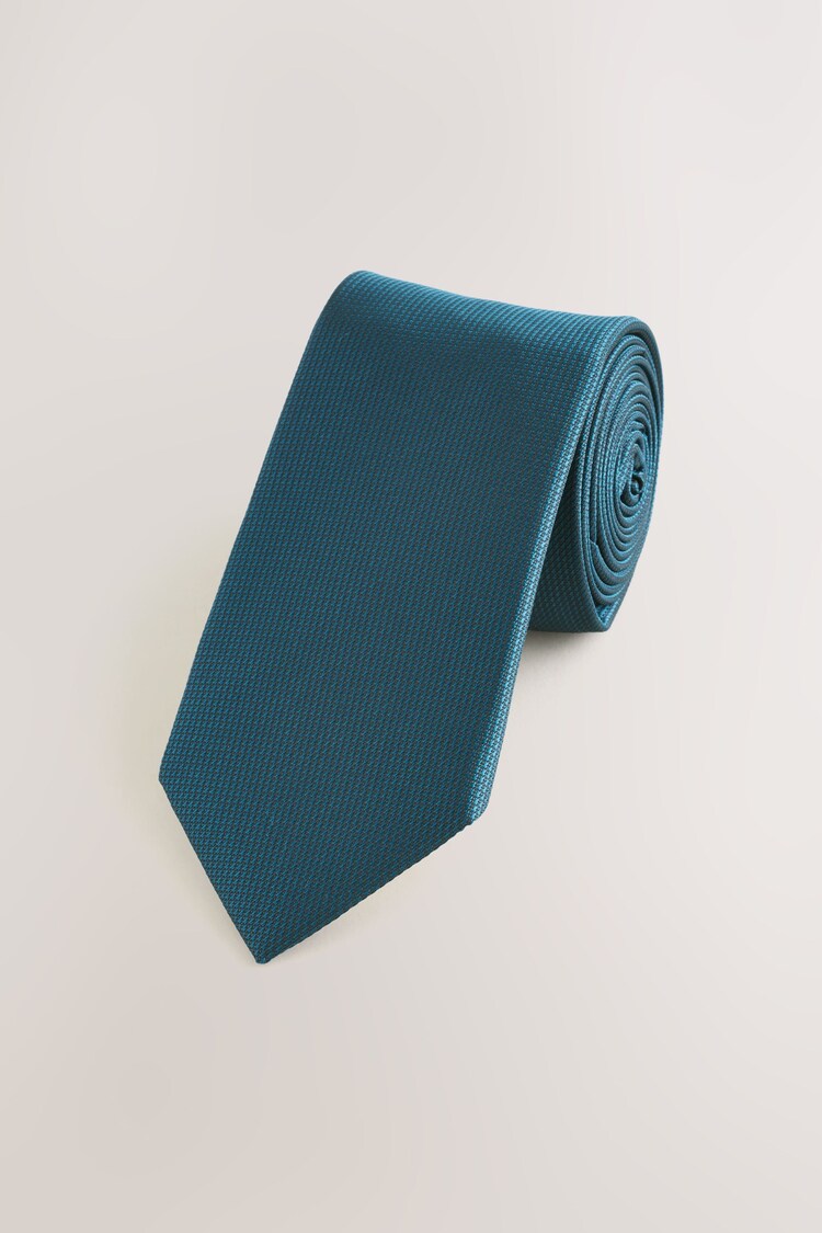 Teal Blue Slim Textured Tie - Image 1 of 1