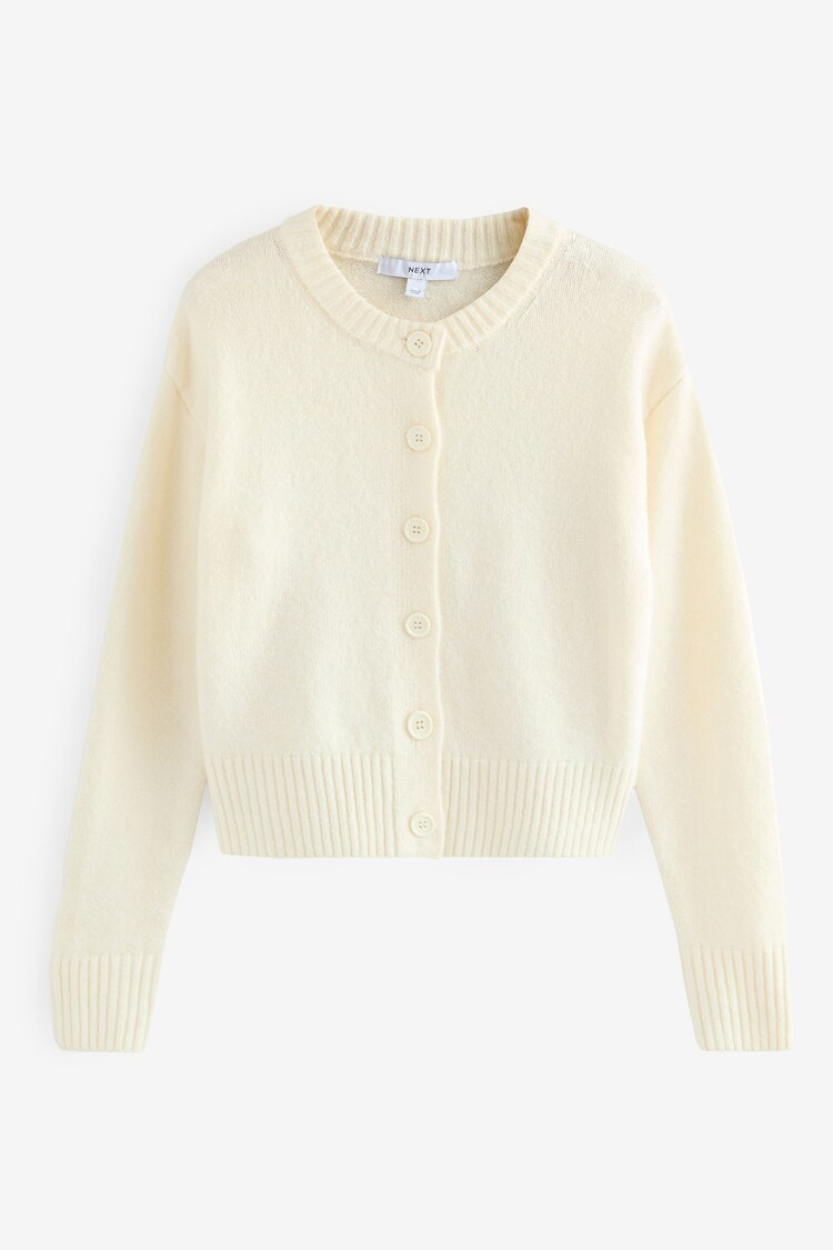 White/Ecru Crew Neck Knitted Cardigan - Image 1 of 1