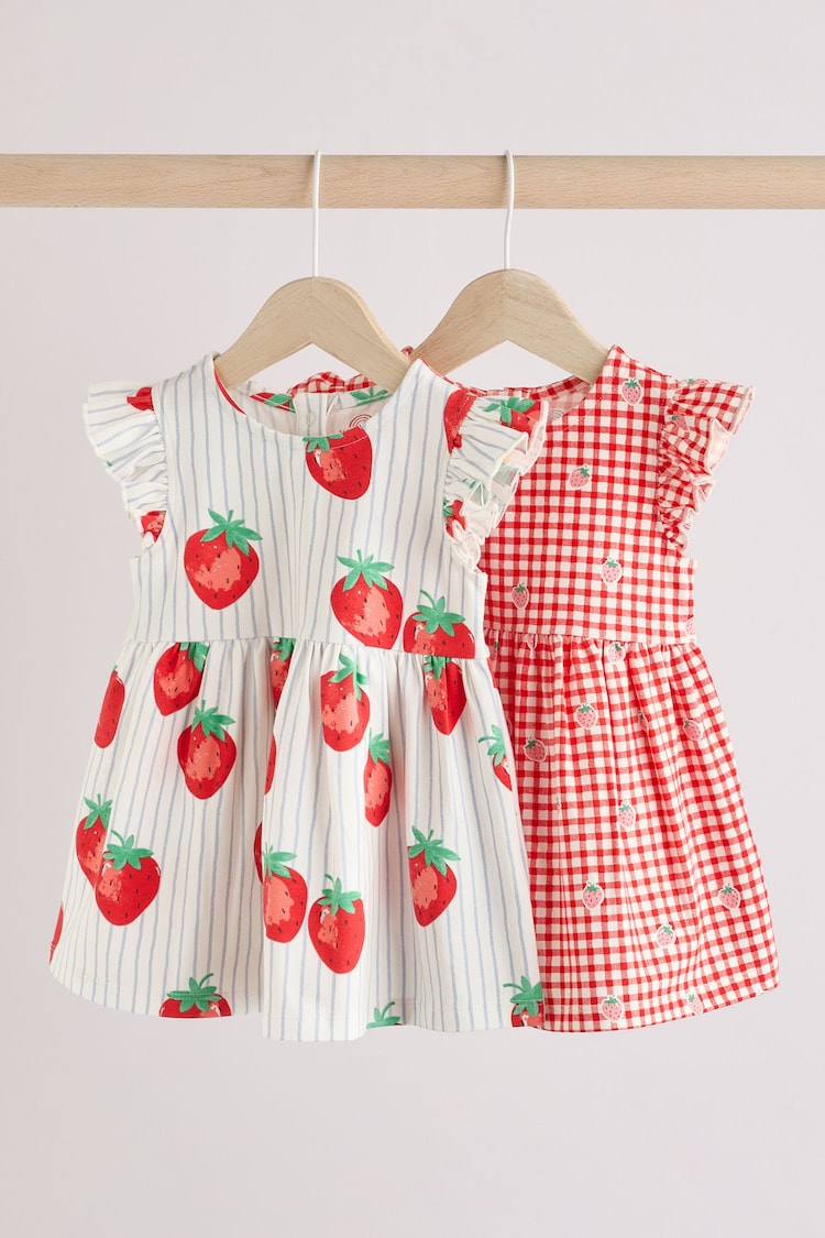 Rot/Blau mit Erdbeermotiv und Vichy-Karos-Print - Jersey-Babykleider im 2er-Pack (0Monate–3Jahre) - Bild 1 von 1 Rot/Blau mit Erdbeermotiv und Vichy-Karos-Print - Jersey-Babykleider im 2er-Pack (0Monate–3Jahre) - Bild 1 von 1