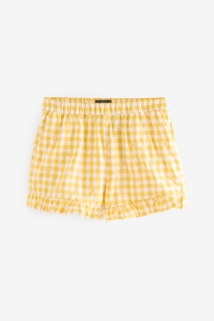 Amarillo - 100% Cotton Embroidered Gingham Boy Shorts - Imagen 1 de 1 Amarillo - 100% Cotton Embroidered Gingham Boy Shorts - Imagen 1 de 1
