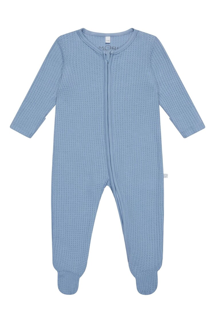 MORI Cotton and Bamboo Ecru Waffle Zip-Up Sleepsuit - Image 1 of 1