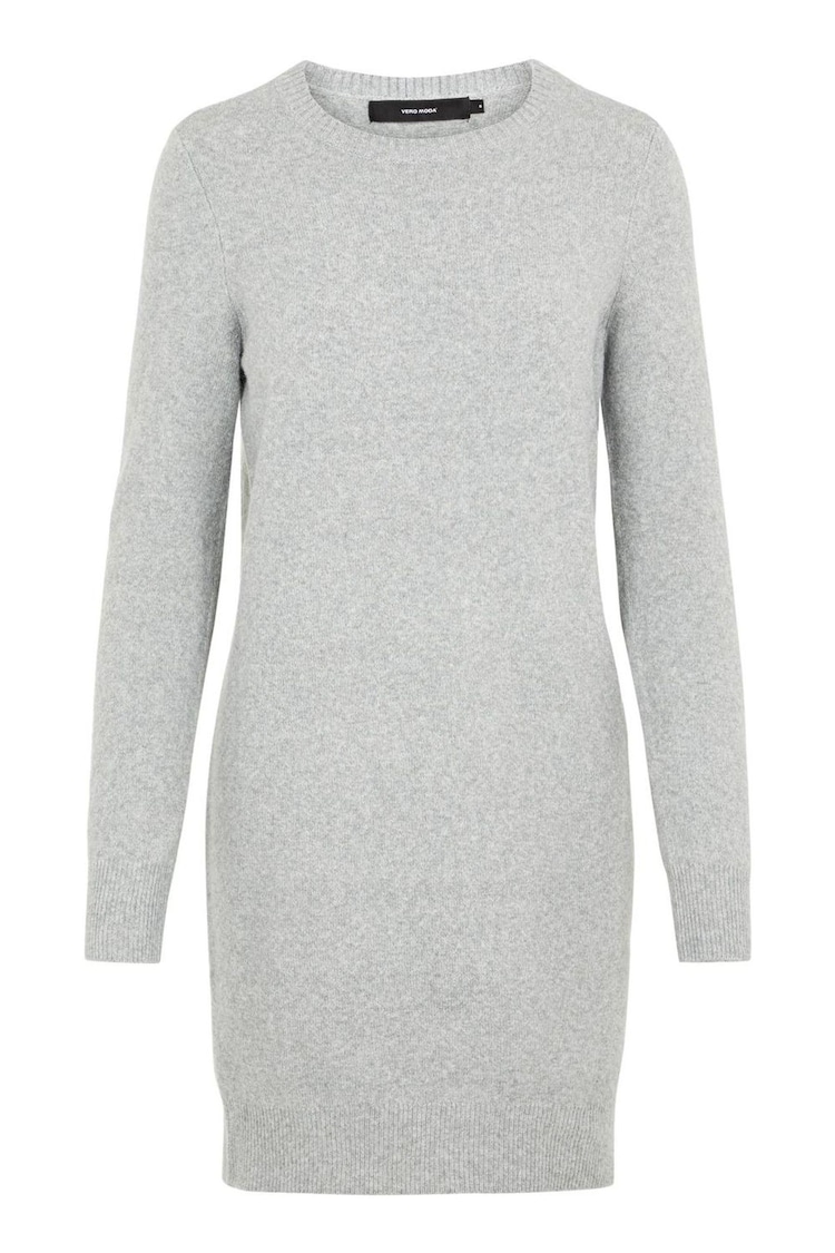 VERO MODA Grey Soft Touch Round Neck Knitted Jumper Dress - Image 1 of 1