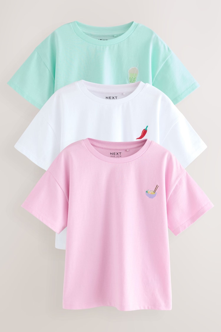 Purple/Green 100% Cotton Motif T-Shirts 3 Pack (3-16yrs) - Image 1 of 1