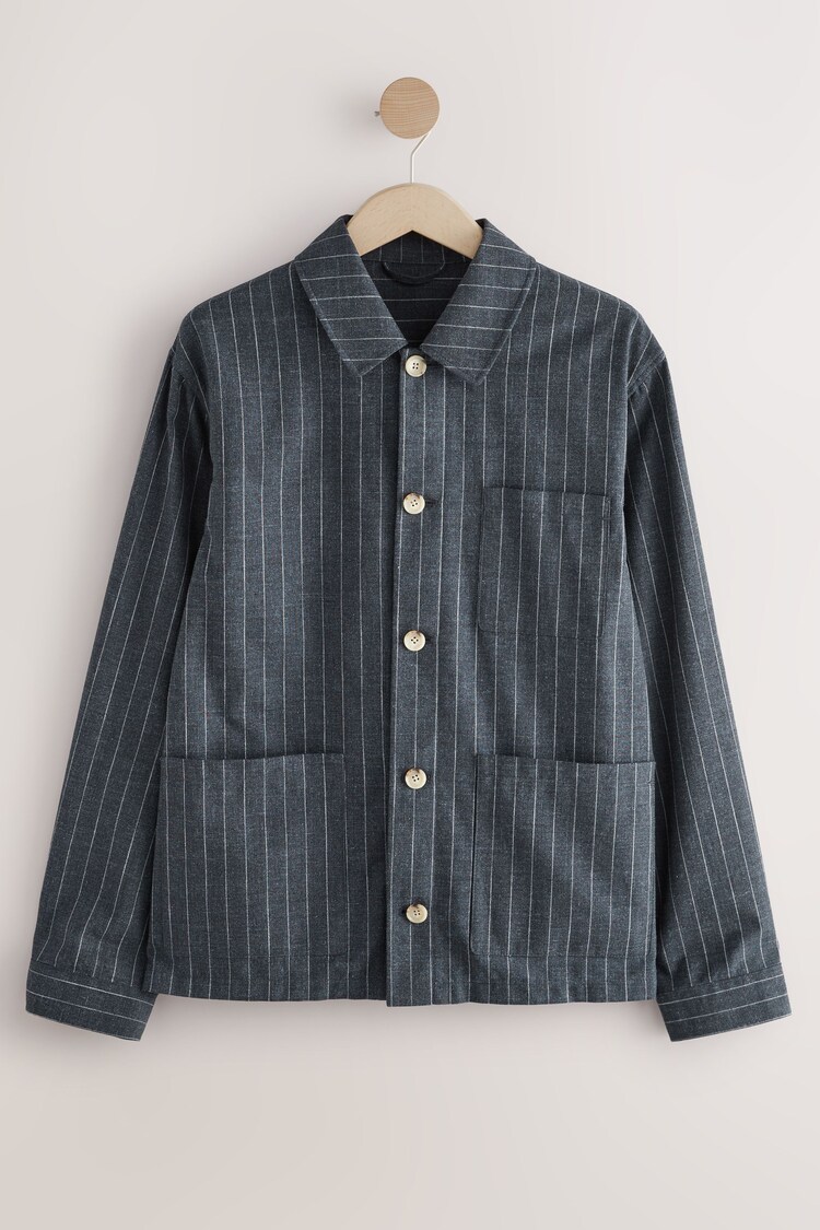 marine - Veste-chemise rayée coupe régulière - Image 1 of 1