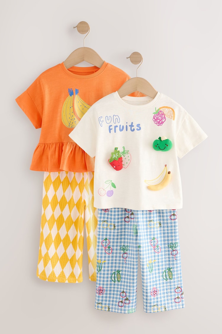 Orange Fruits 100% Cotton Top and Trousers Set 2 Pack (3mths-7yrs) - Image 1 of 1