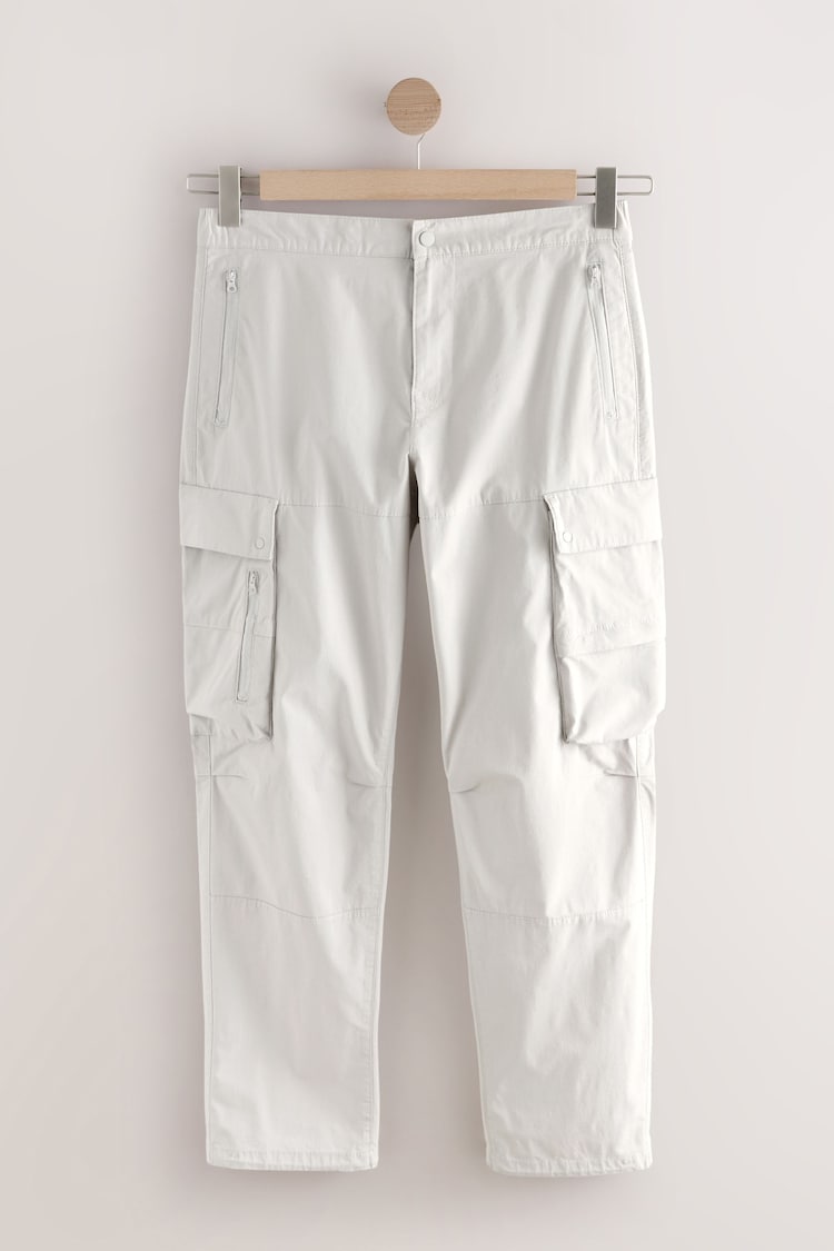 Ecru White Regular Tapered Fit Tech Stretch Utility Cargo Trousers - Image 1 of 1