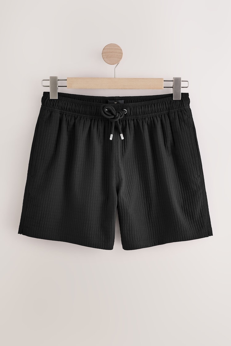 Black Waffle Textured Swim Shorts - Image 1 of 1