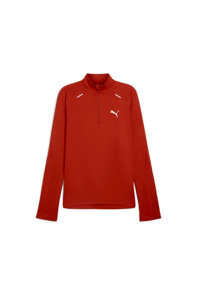 Roșu - Puma Mens Run Cloudspun Quarter Zip Top - Image 1 of 1