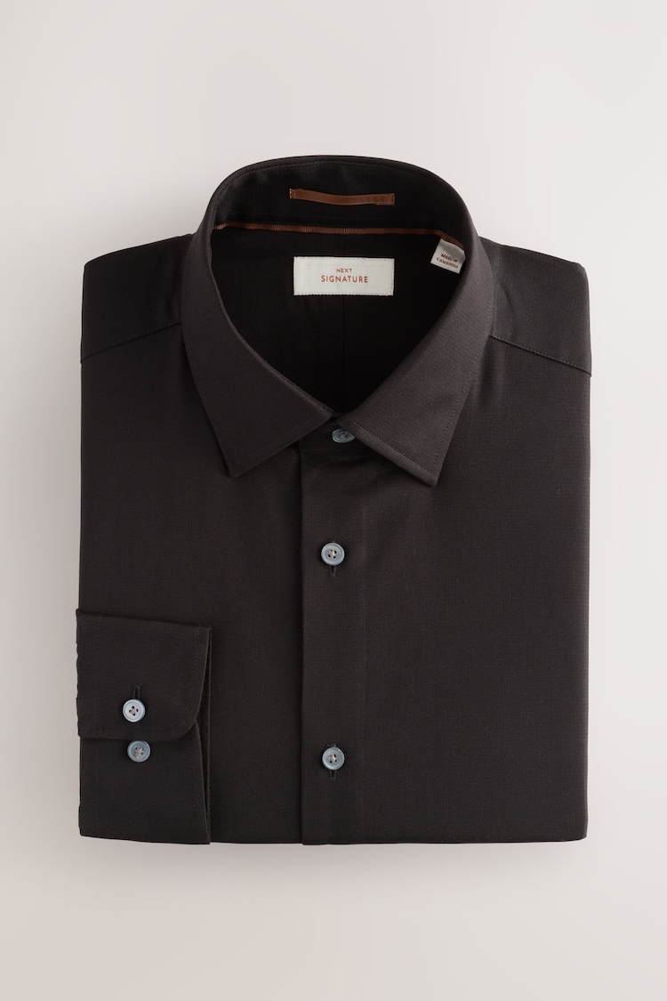 Black Regular Fit Signature 100% Cotton with Textured Smart Shirt - Image 1 of 1