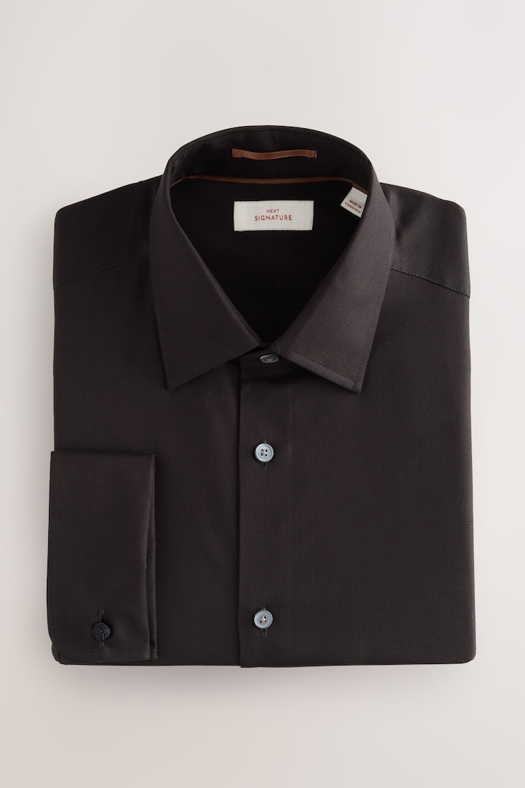 Noir - Ajustement régulier - Chemise élégante texturée Signature Premium 100% coton - Image 1 of 1