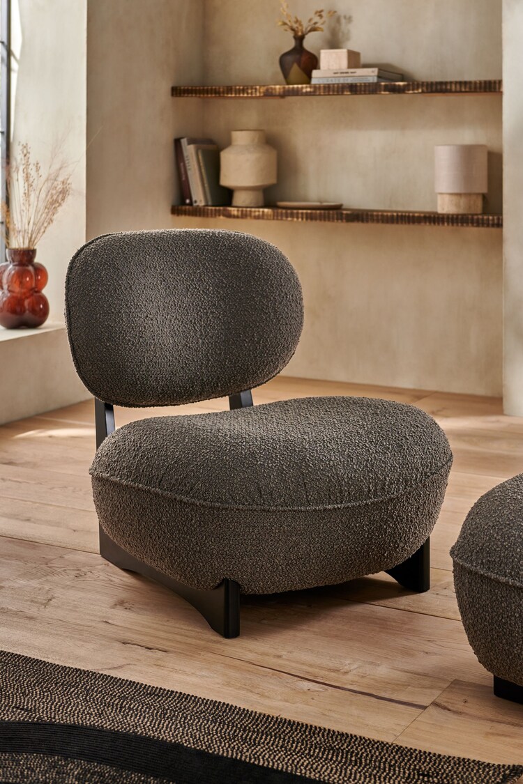 French Connection Mocha Charcoal Grey Brown Loop Boucle Jaivik Accent Chair - Image 1 of 1