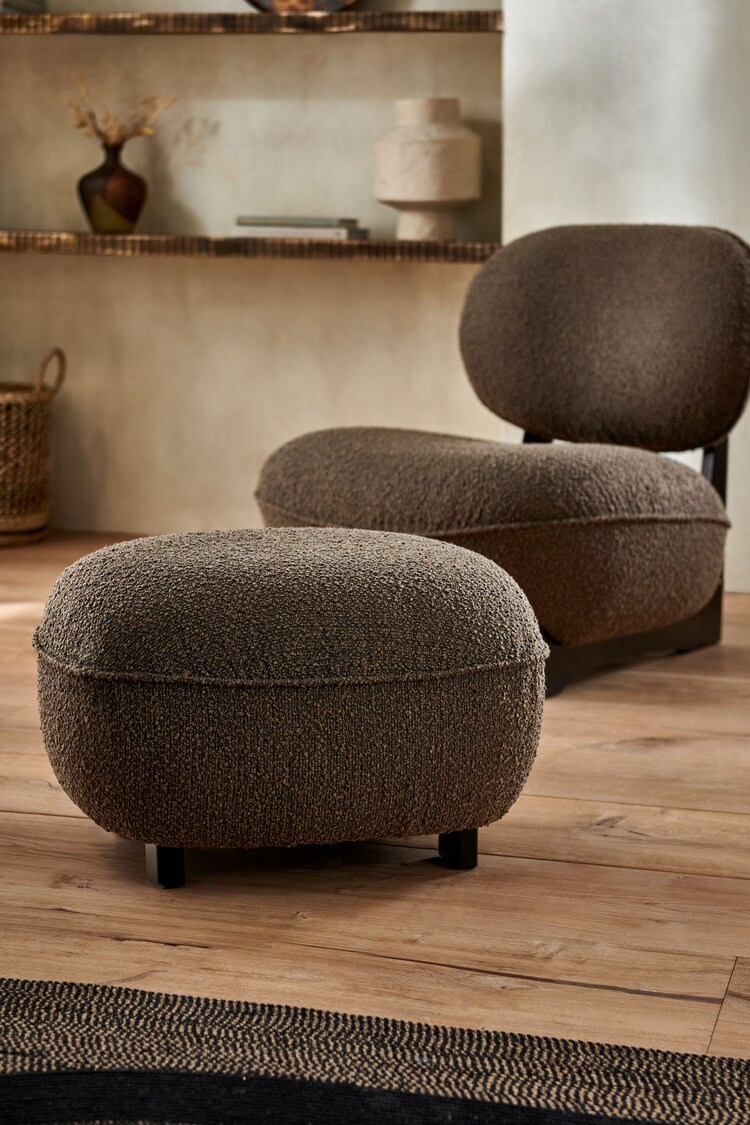 French Connection Mocha Charcoal Grey Brown Loop Boucle Jaivik Footstool - Image 1 of 1
