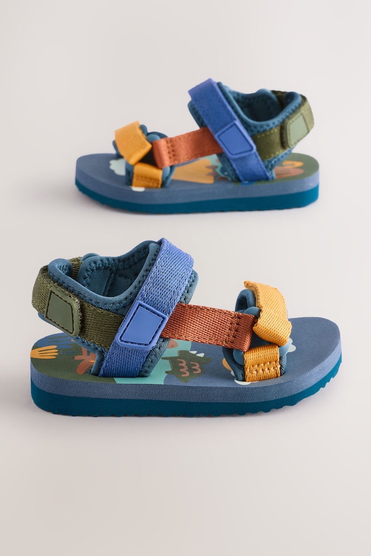 Blue Dinosaur Standard Fit (F) Touch Fastening Adjustable Strap Tape Trekker Sandals - Image 1 of 1