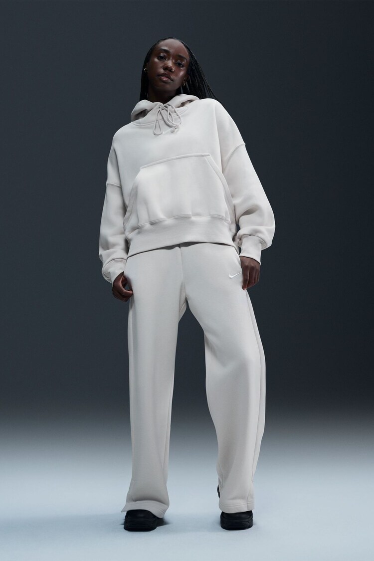 Nike Light Wood Natural Phoenix Fleece High Waisted Wide Leg Joggers - Image 1 of 1