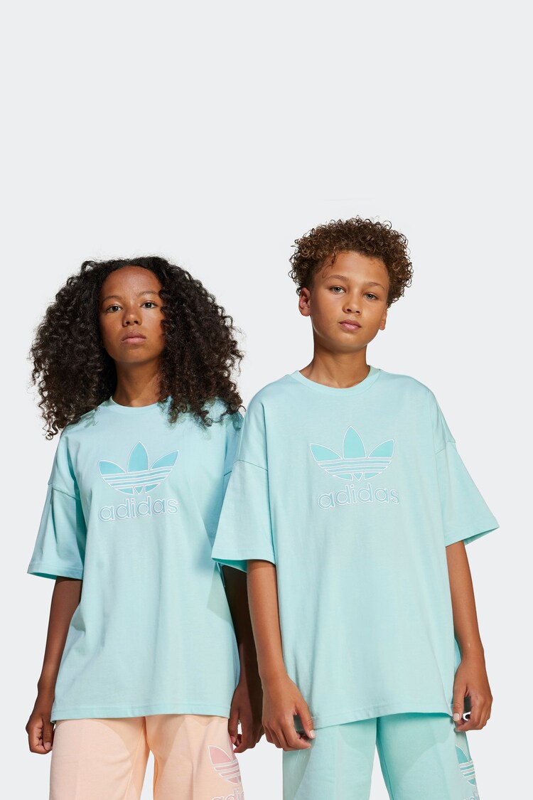 Verde - Camiseta oversize de algodón 100 % con diseño de trébol de adidas originals - Imagen 1 de 1
