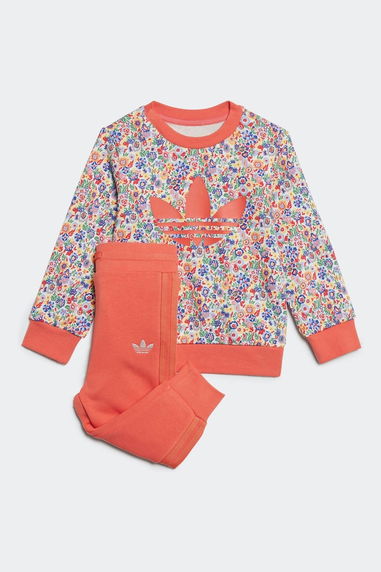 adidas originals White Blue Floral Liberty London Crew Tracksuit - Image 1 of 1