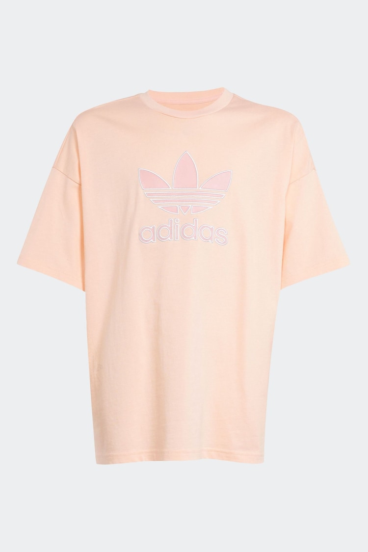 Rosa - Camiseta oversize de algodón 100 % con diseño de trébol de adidas originals - Imagen 1 de 1