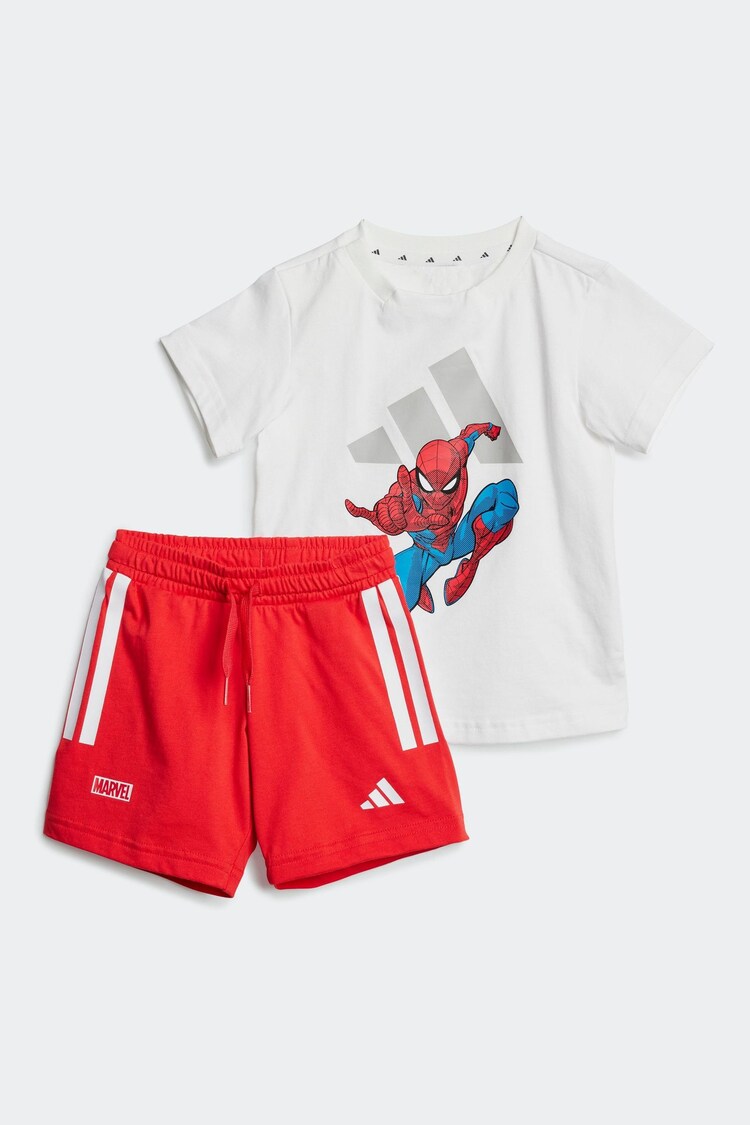 Blanco - adidas Marvel Spider Man 100% Cotton Shorts T-Shirt Set - Imagen 1 de 1