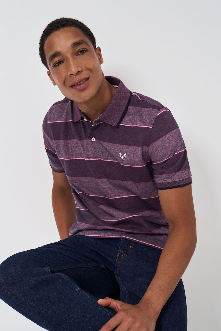 Crew Clothing Company Red Oxford Stripe Polo Shirt - Image 1 of 1