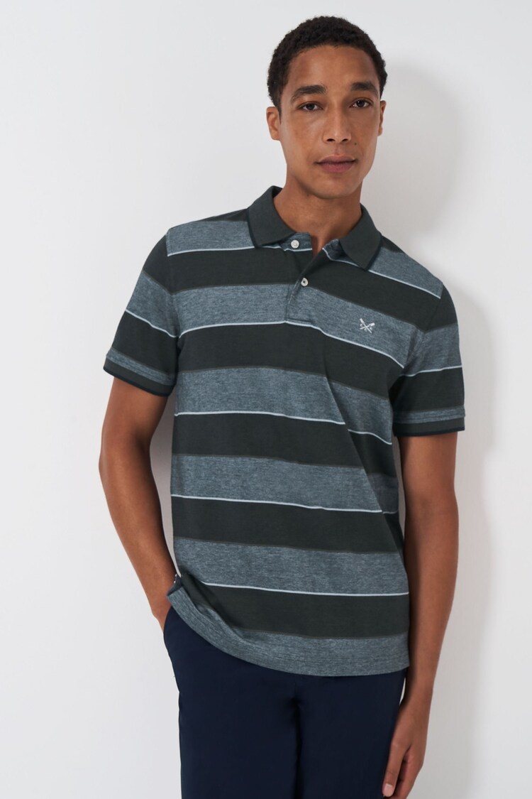 Crew Clothing Company Blue Oxford Stripe Polo Shirt - Image 1 of 1