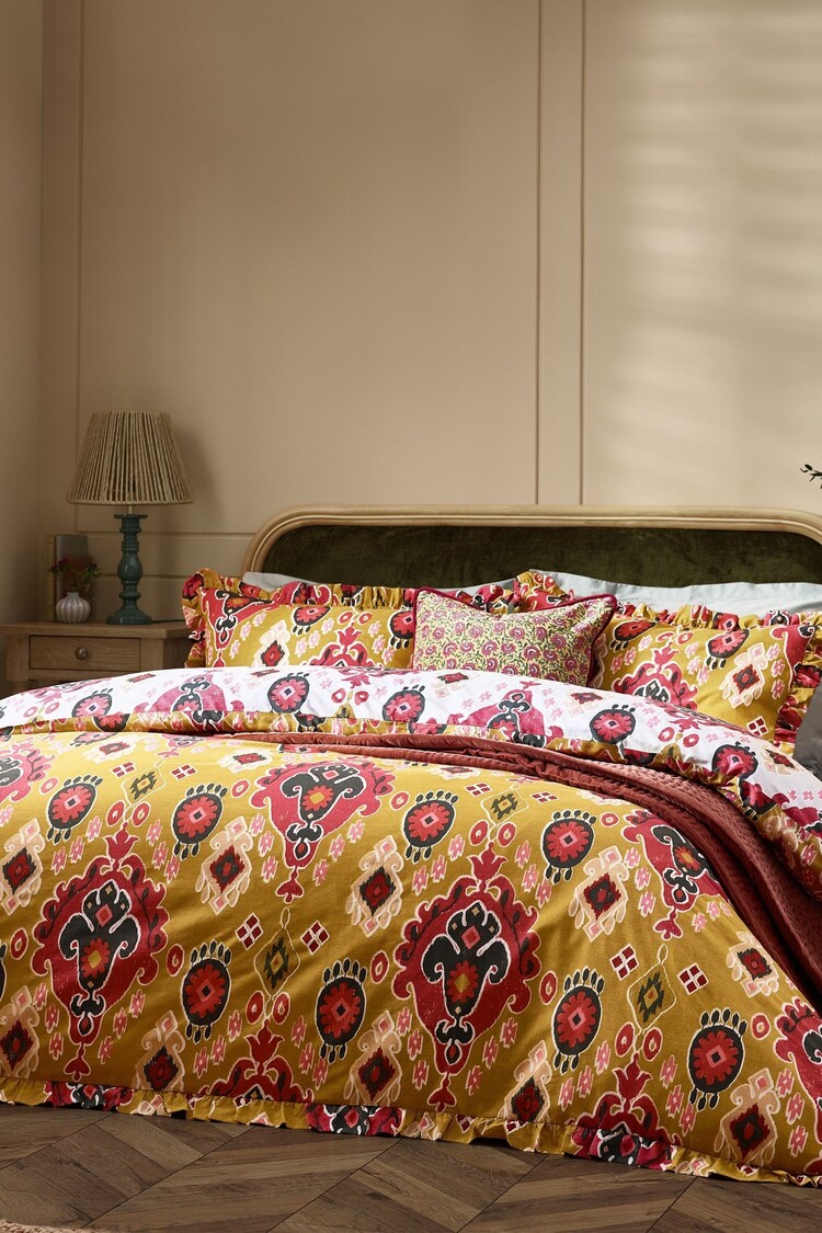 Paoletti Amber 1973 Dawson Ikat Ruffle Duvet Cover Set - Image 1 of 1