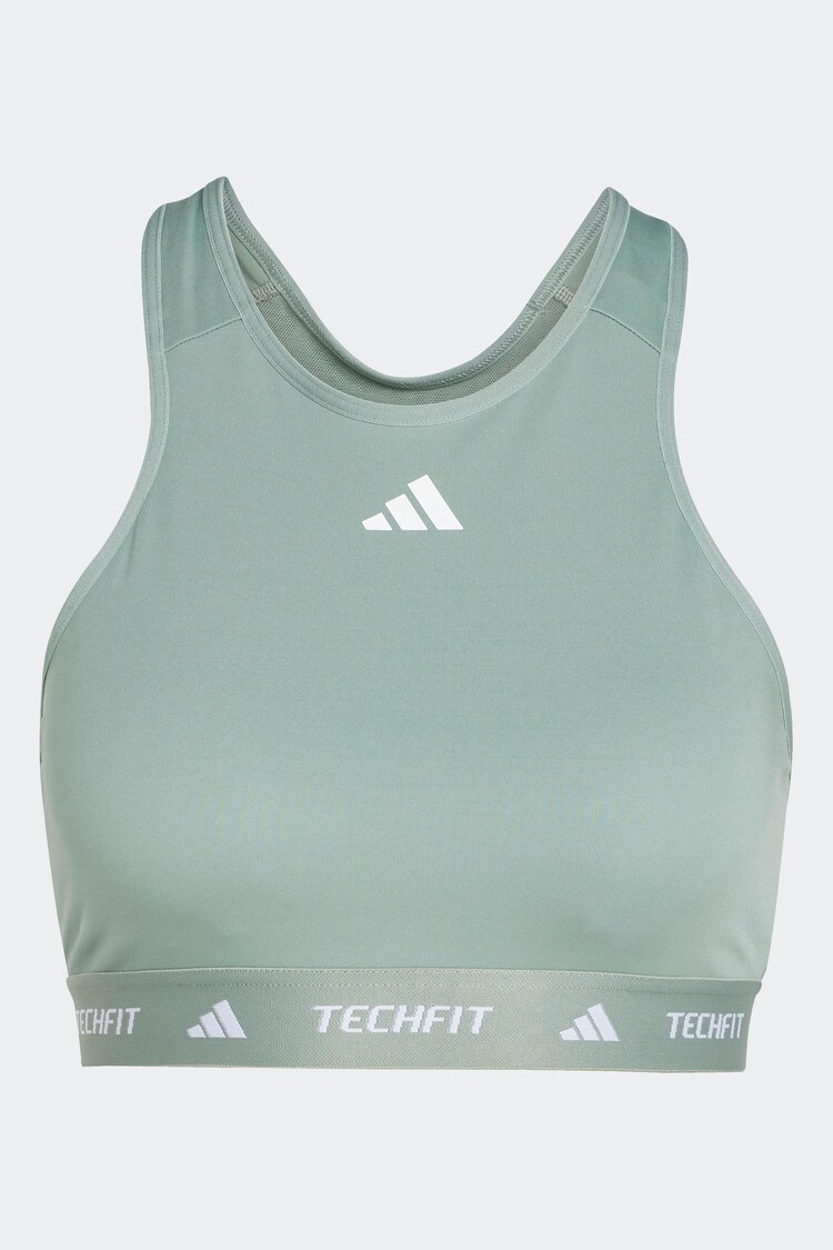 adidas Green Techfit Power Impact Medium Support Sports Bra - Image 1 of 1