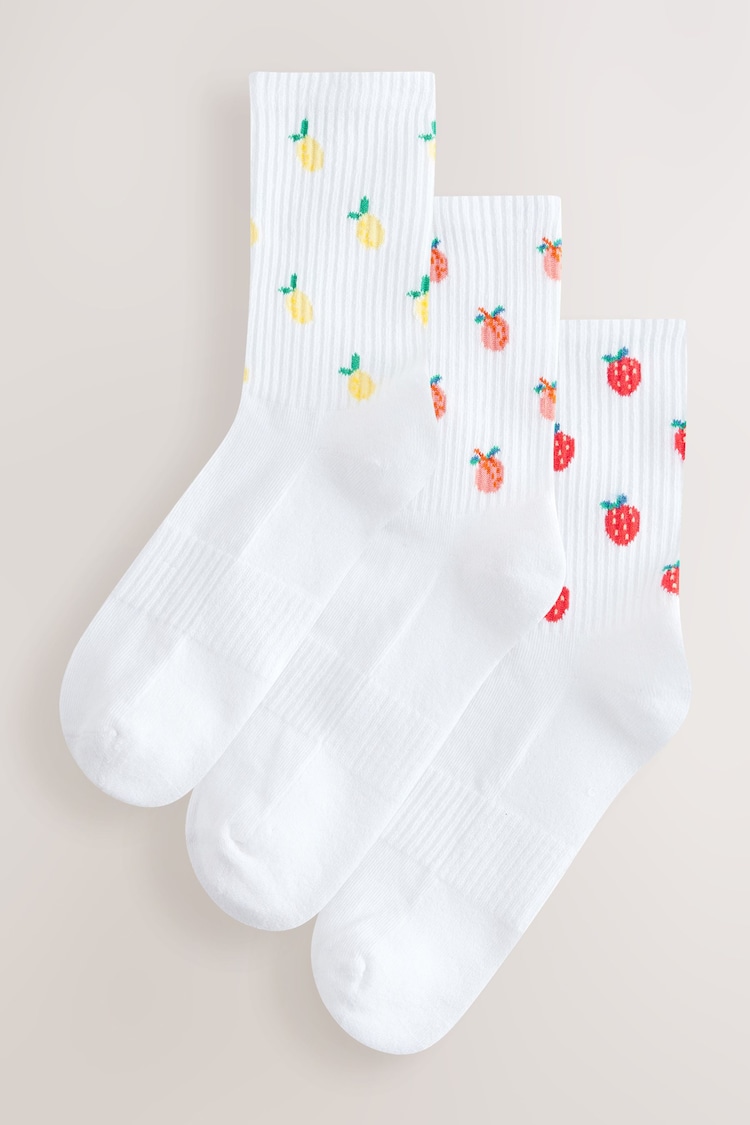 Fruit Cushion Sole Ribbed Sport Ankle Socks 3 Pack With Arch Support - Image 1 of 1
