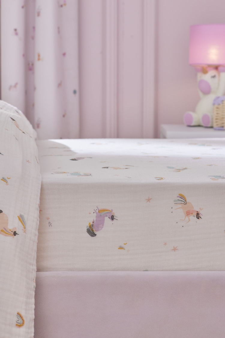 Unicorn 100% Cotton Muslin Fitted Sheet - Image 1 of 1